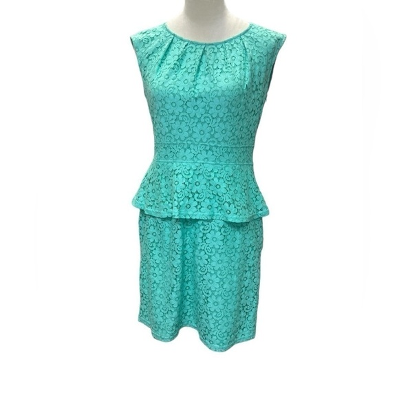 Spense Dresses & Skirts - Spense women’s teal blue/green floral peplum dress size 8